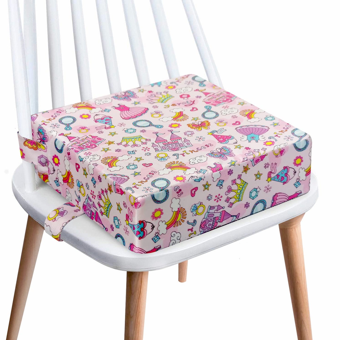 Toddler Booster Seat for Dining Table,4 Inches Washable Double Safer Straps Non-Slip Bottom Booster Seat for Kids, Portable Trav