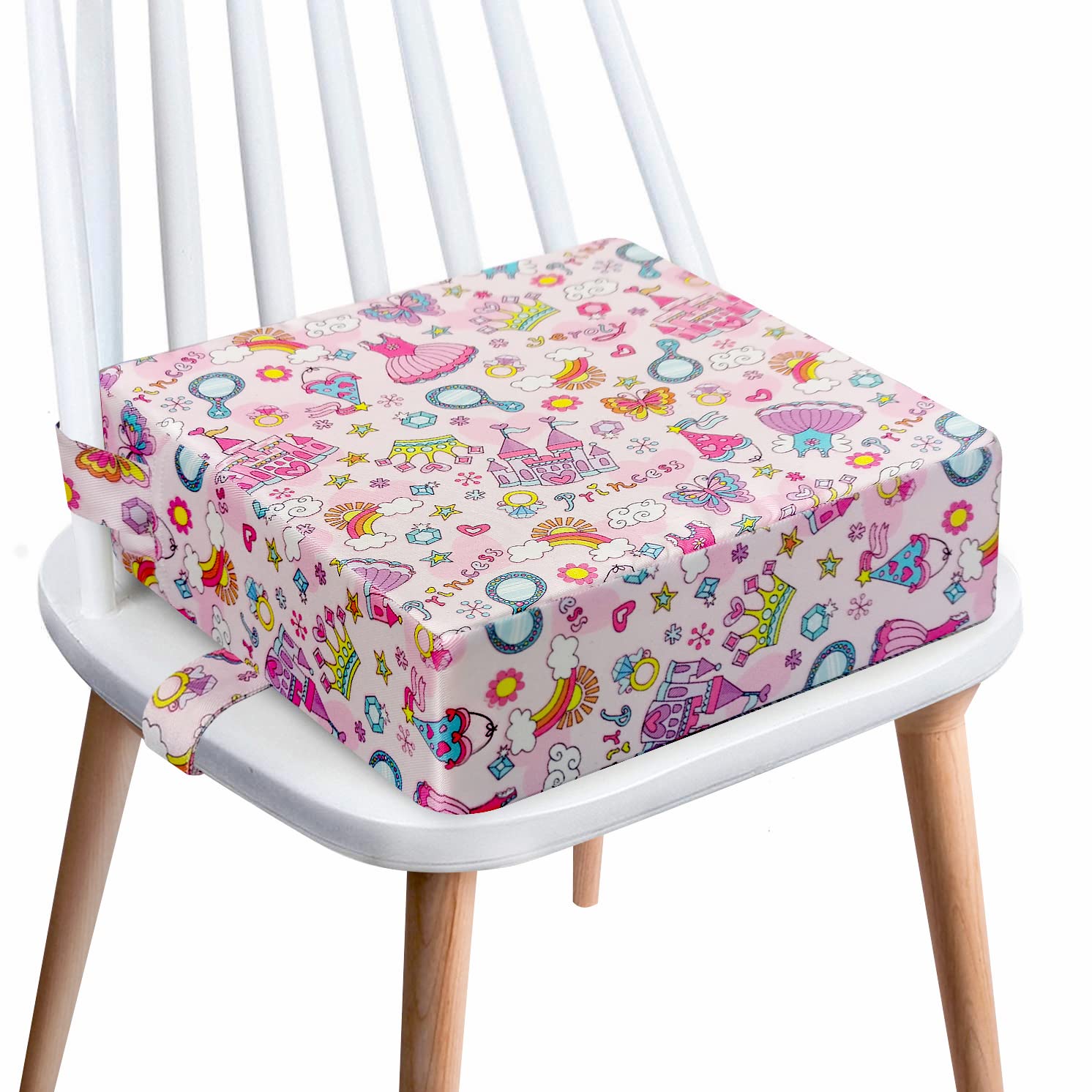 Toddler Booster Seat for Dining Table,4 Inches Washable Double Safer Straps Non-Slip Bottom Booster Seat for Kids, Portable Trav