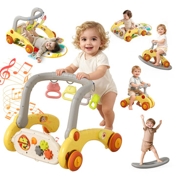 7 in 1 Baby Push Walkers Gym Play Mat for Baby Boys 6-12 Months,Activity Center Rocking Toy Balance Bike Board for Toddlers 1-3,