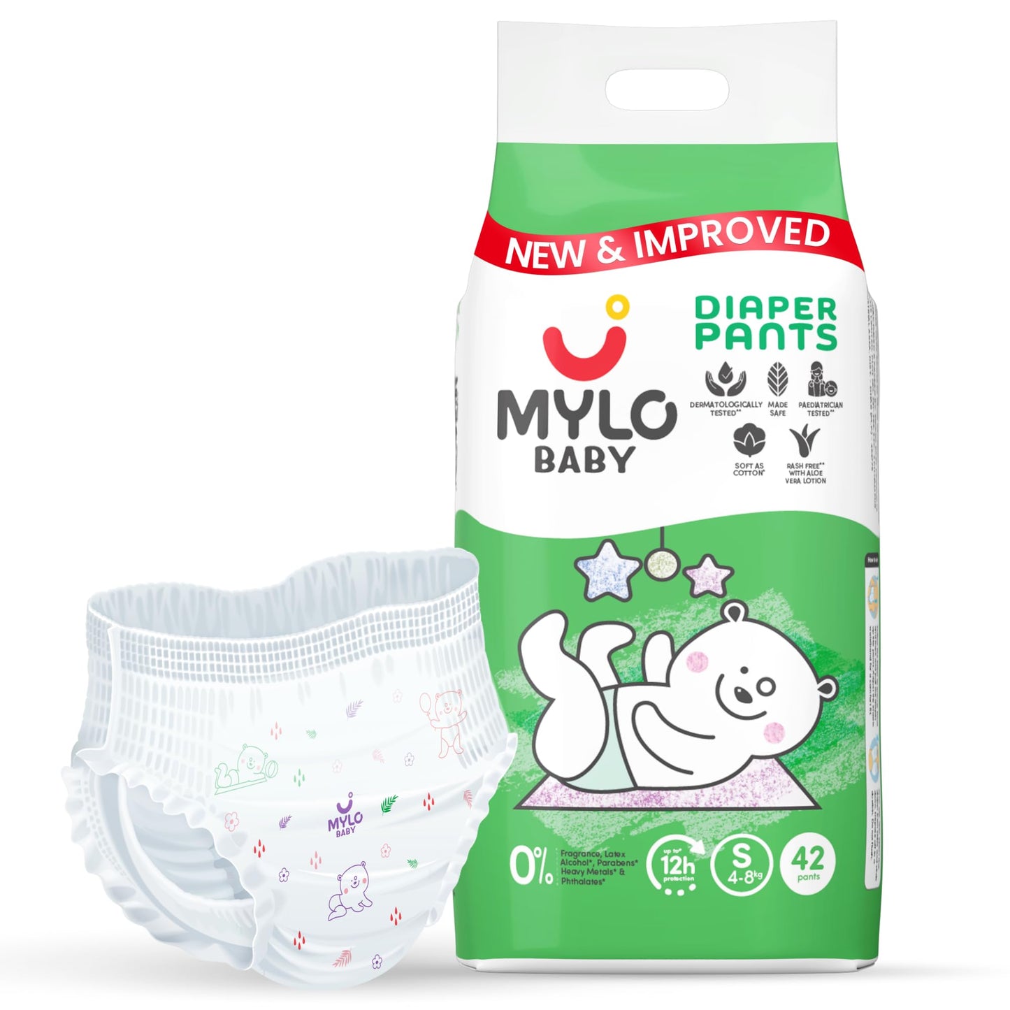 Mylo Baby Tape Diaper Newborn (Nb) Size Upto 5 Kg Babies (78 Count) Leak Proof | Lightweight | Rash Free | Upto 12 Hours Protect