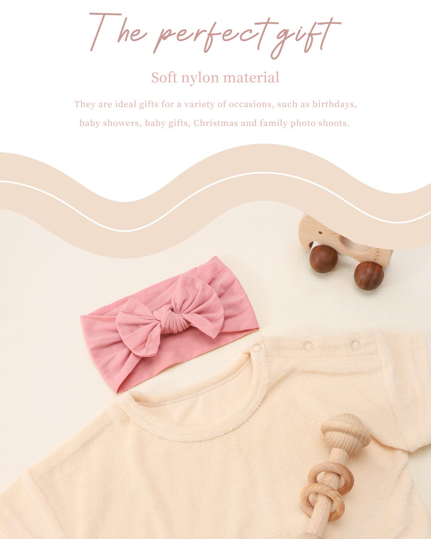 Jollybows 3Pcs Baby Nylon Headbands Hairbands Hair Bow Elastics For Baby Girls Newborn Infant Toddlers Kids (1-Black+White+Pink,