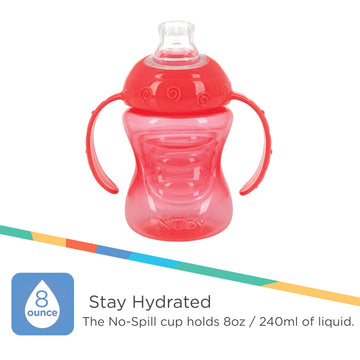 Nuby 3 Pack Two Handle No Spill Toddler Sippy Cups - Toddler Cups Spill Proof With Easy And Firm Grip - Bpa Free Toddlers Cups -