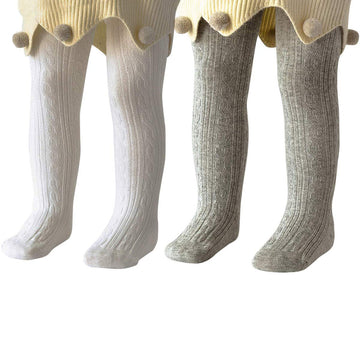 Century Star Baby Tights Toddler For Girls Solid Knit Socks Soft Cotton Infant Leggings Warm Stockings Newborn Pants 2-White Gra