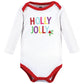 Hudson Baby Unisex Baby Cotton Long-Sleeve Bodysuits, Merry And Bright, 6-9 Months