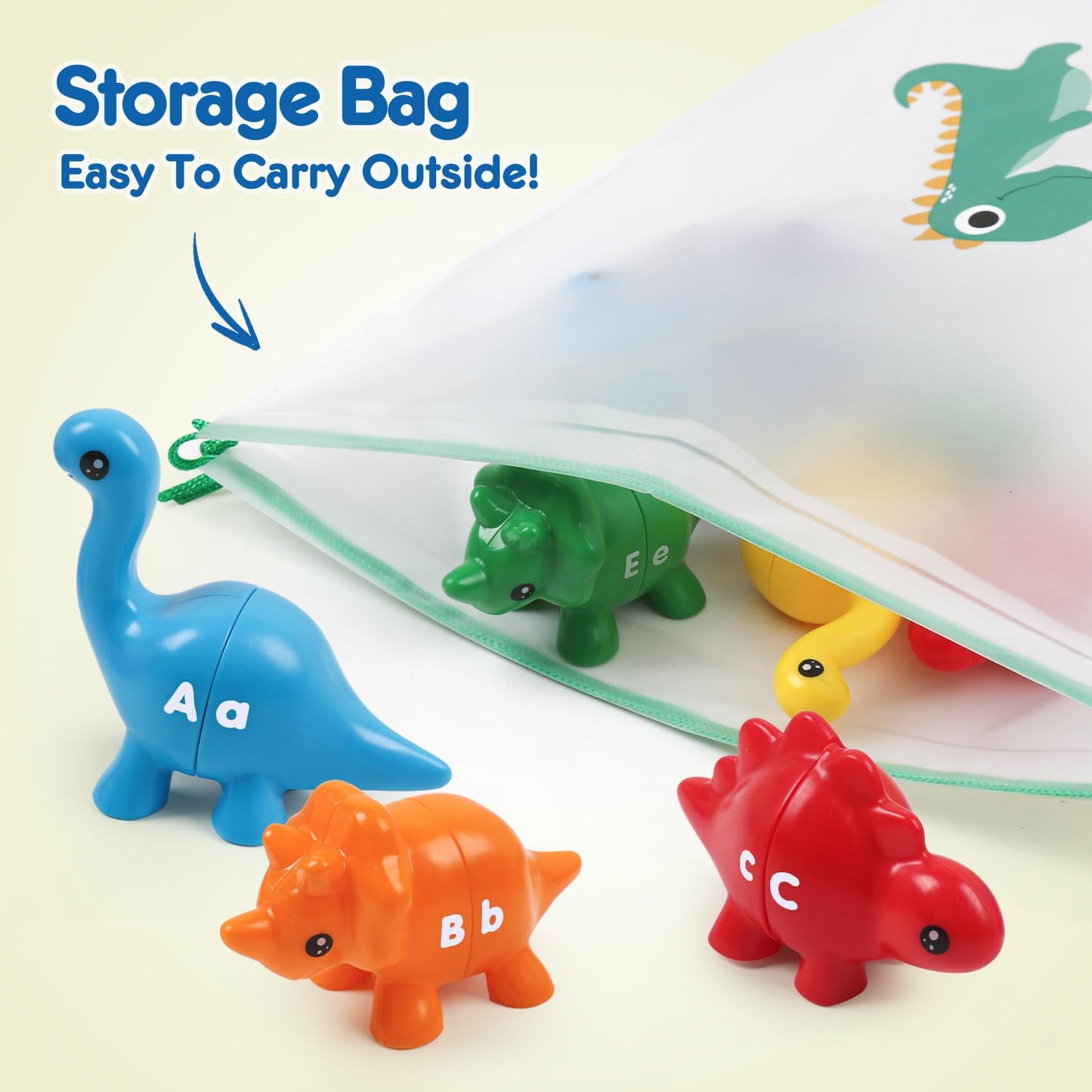 GKDOMS Alphabet Dinosaurs Matching Letters Toy, 26 PCS Double-Sided ABC Dinosaur with Uppercase Lowercase, Match and Snap Fine M