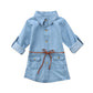 Biggerstore Fashion Kids Toddler Baby Girl Belted Denim Dress Above Knee Length (Light Blue) 4-5 Years