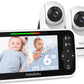Hellobaby Video Baby Monitor With Upgraded 6    Ips Large Screen, Split Screen With 2 Cameras, Night Vision And Temprature Monit