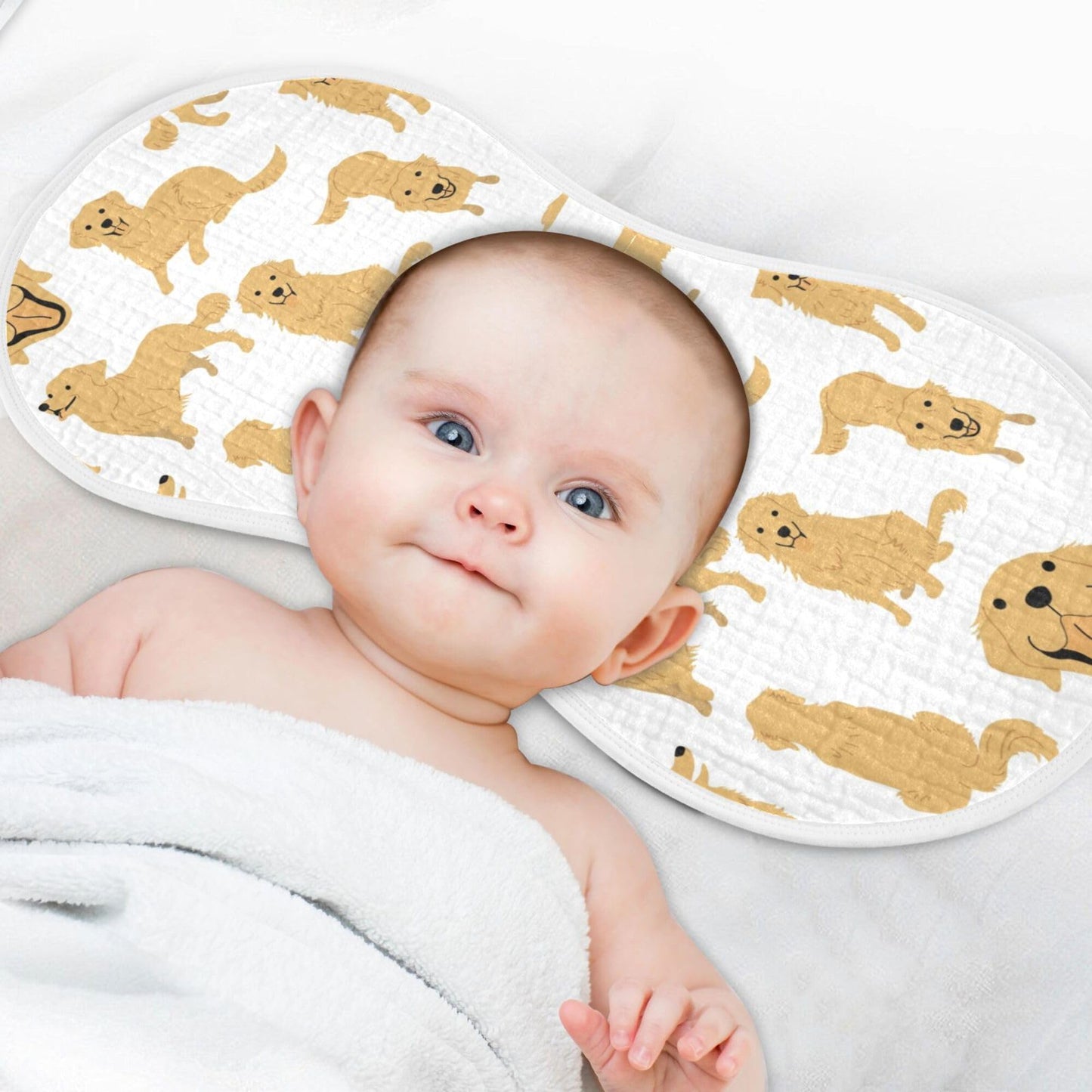 Yyzzh Golden Retriever Dog Muslin Burp Cloths For Baby 1 Pack Soft 100% Cotton Baby Washcloths Bibs For Boy Girl