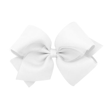 Wee Ones Girls Grosgrain Hair Bows with Organza Overlay on a WeeStay Clip, King, White