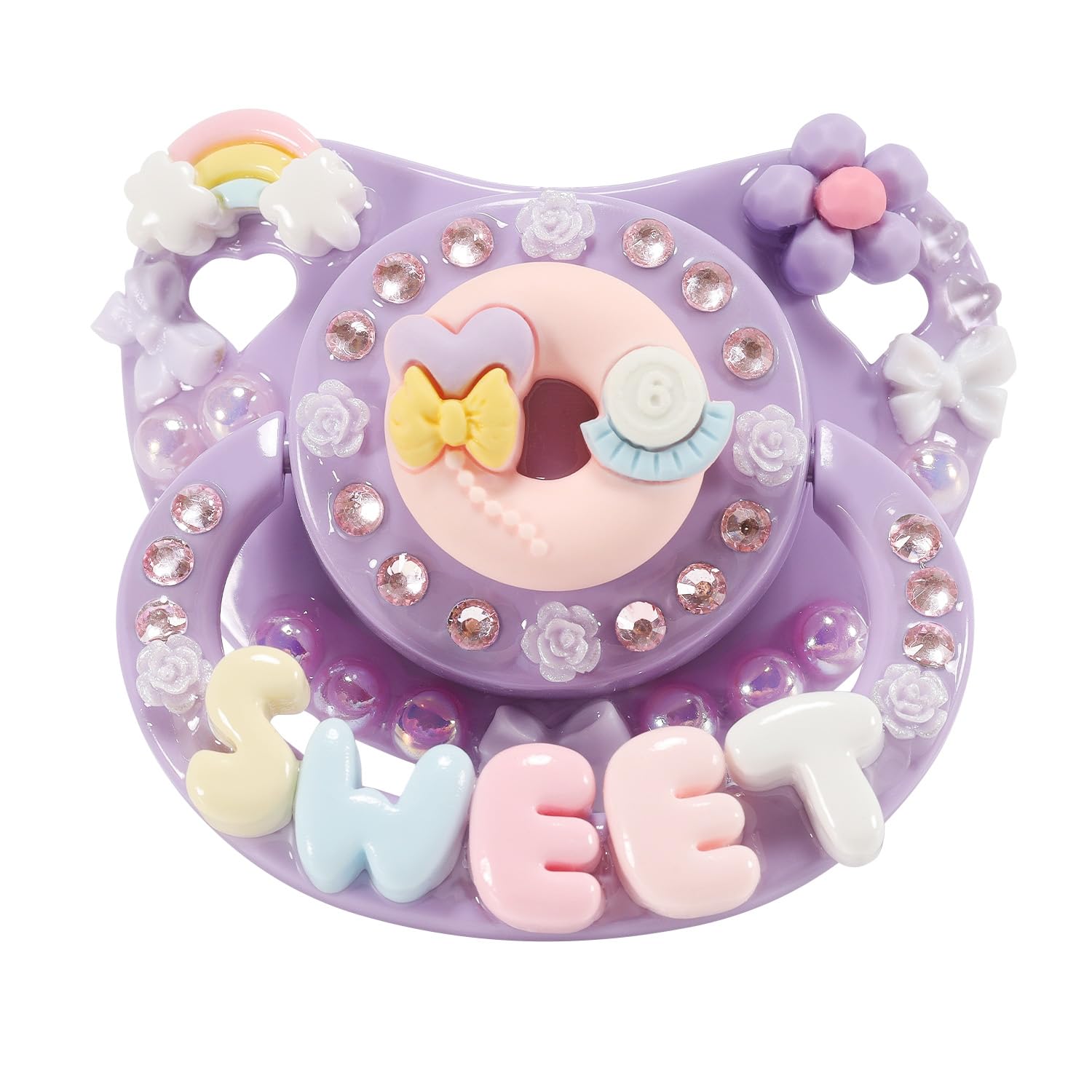 Cutieplusu Adult Sized Pacifier Dummy For Adult-Big Shield Diy Handmade-Donut Purple