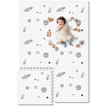 PIGLOG Baby Play Mat, 72x48-Inch Baby Foam Play Mat,6-Piece Interlocking Foam Floor Tiles for Toddlers, Floor Mats for Kids,Baby
