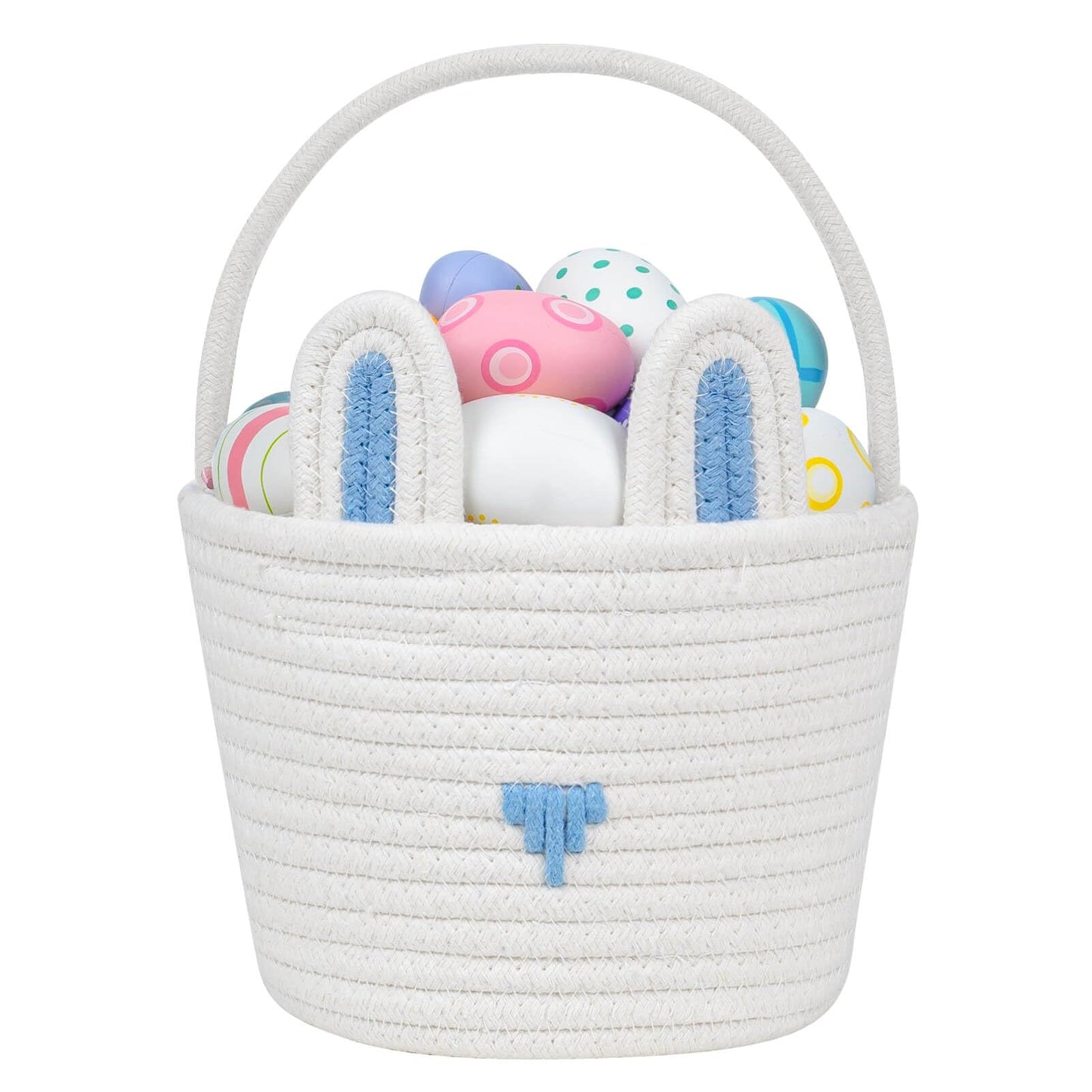CubesLand Easter Basket for Kids & Babies - Soft & Safe Handwoven Cotton Rope Bunny Basket, Easter Egg Hunt & Festive Decor, Blu