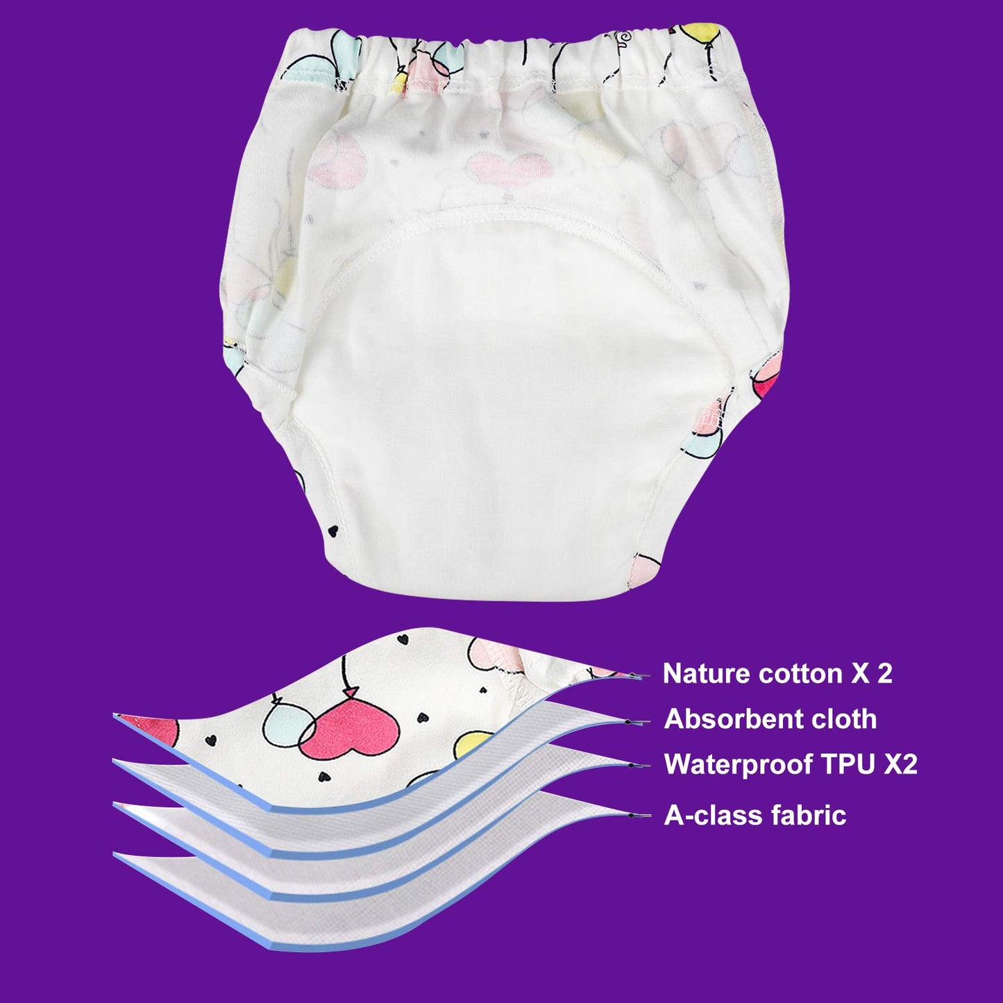 Moomoo Baby 6 Packs Cotton Training Pants Reusable Toddler Potty Training Underwear For Boy And Girl Mermaid-3T Pink
