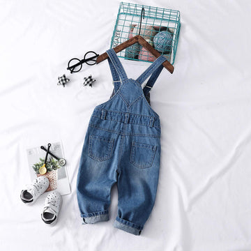 Kidscool Space Baby Boy Girl Jean Overalls,Toddler Ripped Denim Cute Workwear,Light Blue,6-12 Months