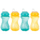 Nuby 4 Piece No Spill Easy Grip Trainer Cup 10 oz (Aqua & Yellow)