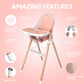 Children of Design 6 in 1 Deluxe Wooden High Chair for Babies & Toddlers Modern Safe Compact Baby Highchair, Easy to Clean, Remo