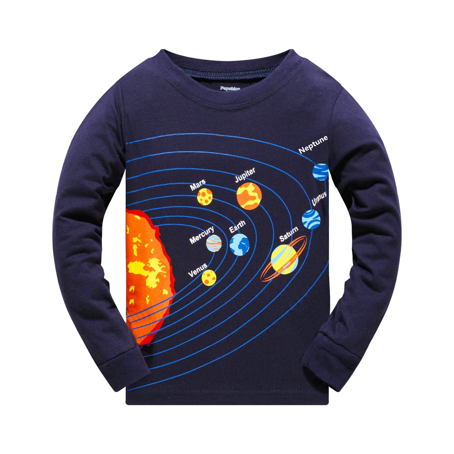Boys Pajamas Planet 100% Cotton Pjs Toddler 2 Piece Long Sleeve Sleepwear Kids Clothes Set Space Outfits Solar System Shirt 6T