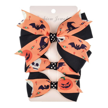 Love Sweety Baby Rose Halloween Headband Infant Pumpkin Hairband Bow Hair Clips (3Pc A Black) 1 Count
