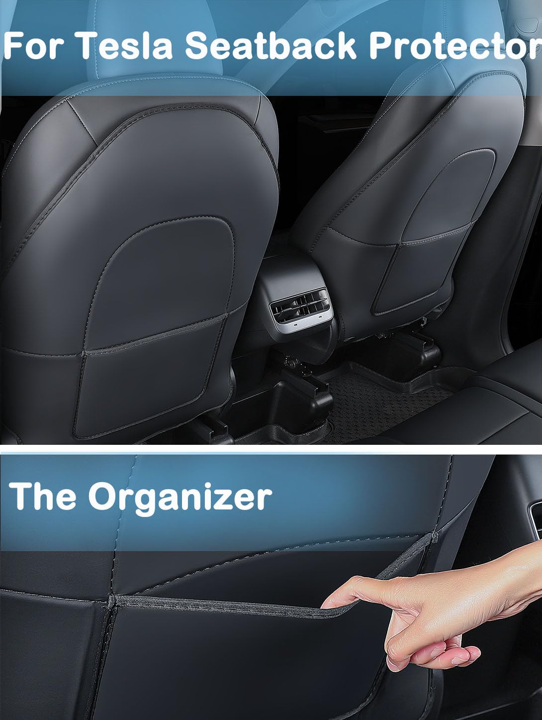 Evmods Upgrade 2024 For Tesla Model Y/3/S/X Accessories Back Seat Cover Seatback Protector For Kids Kick Protector Mats Waterpro