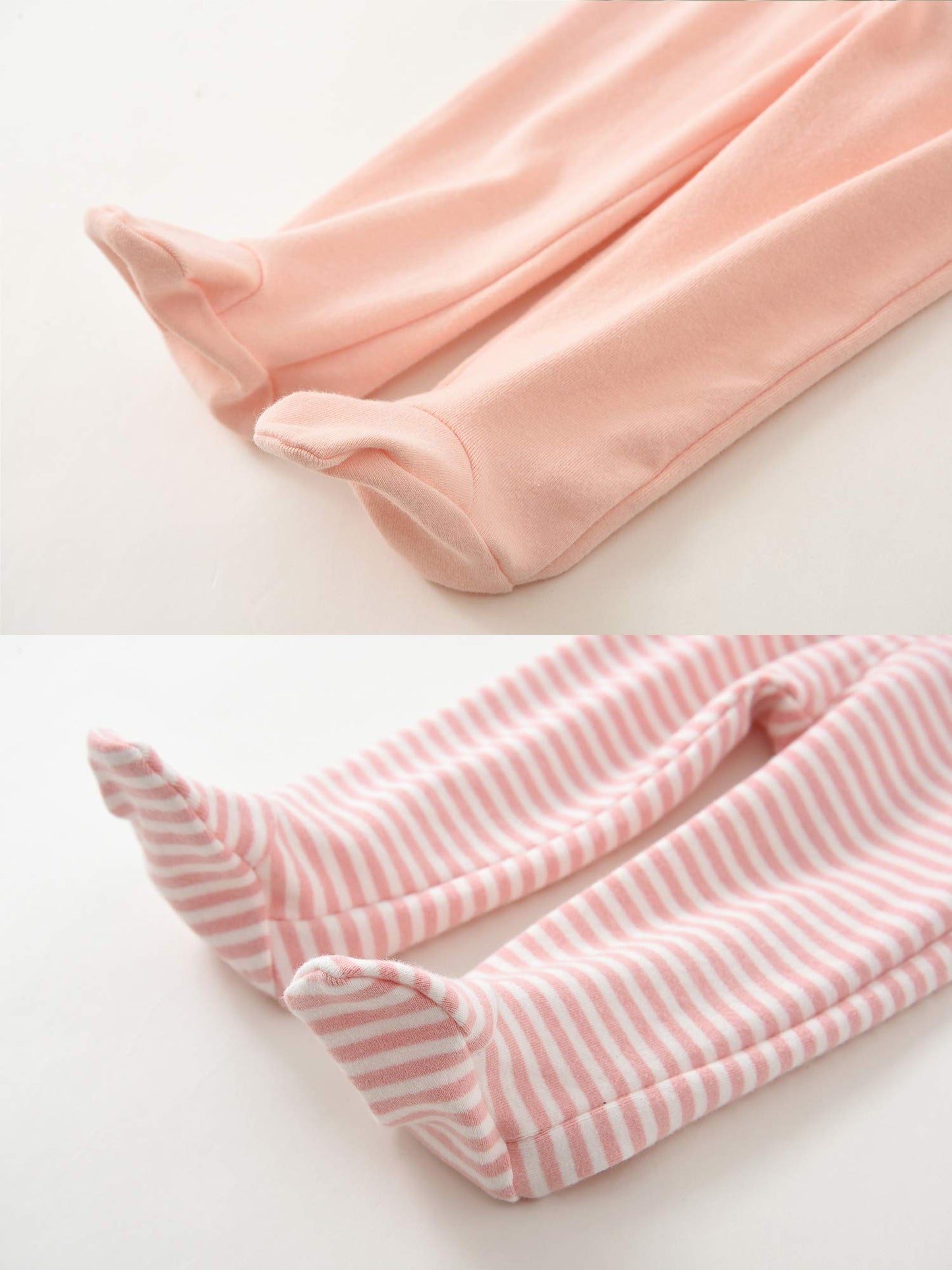 Acestar Newborn Infant Baby Boys Girls 3-Pack Cotton High Waist Footed Pants Casual Leggings With Feet 3-6 Months, Pink And Pink