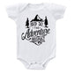 Ink Trendz And So Let The Adventure Begin Baby Pregnancy Announcement Baby Bodysuit One-Piece Romper (Newborn, White)