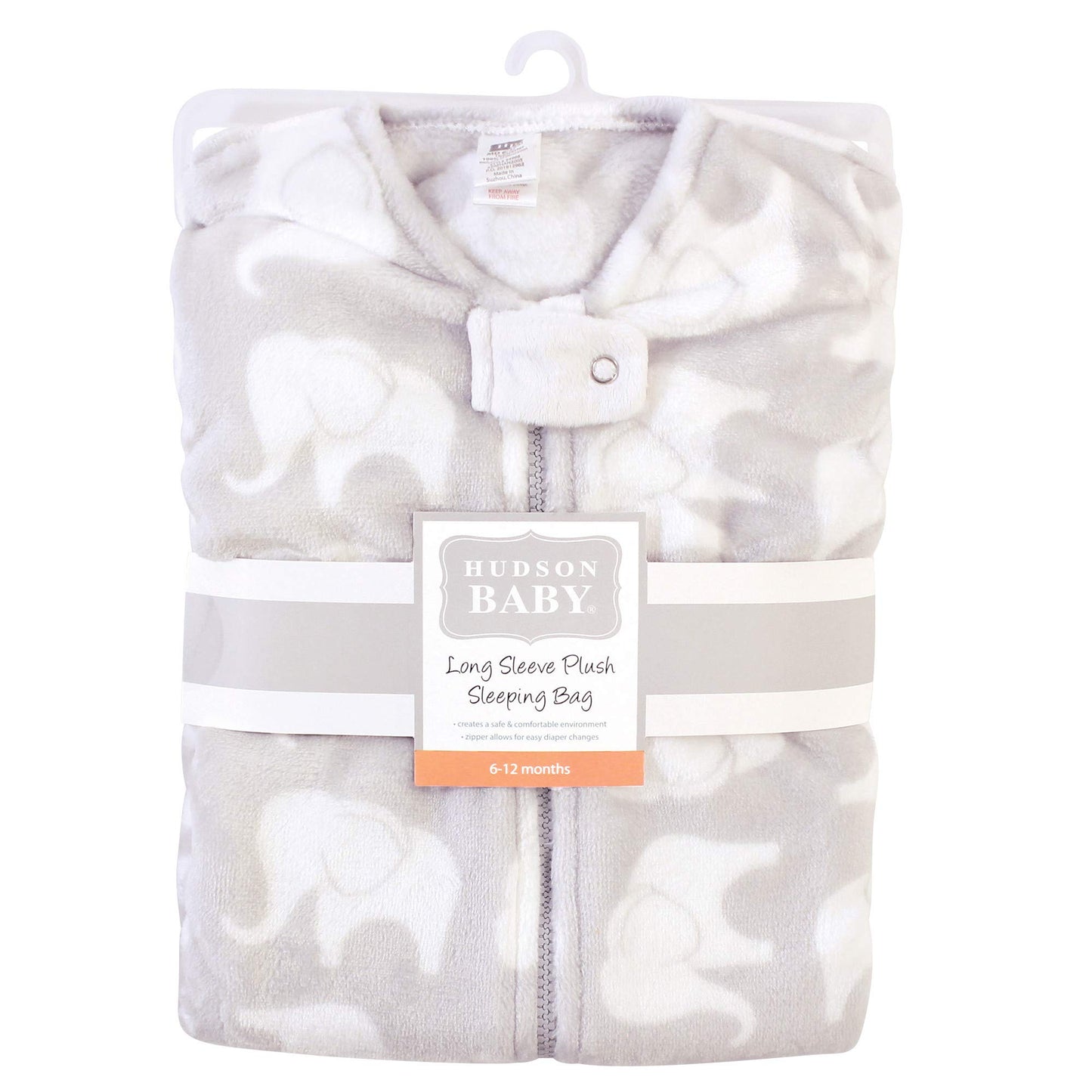 Hudson Baby Unisex Baby Plush Sleeping Bag, Sack, Blanket, Gray Elephant, 12-18 Months