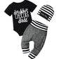 Fommy Baby Boy Clothes Newborn Boy Outfits Daddy'S Little Dude Newborn Rpmper Little Man Pants Hat 3Pcs Cute Infant Boy Clothes