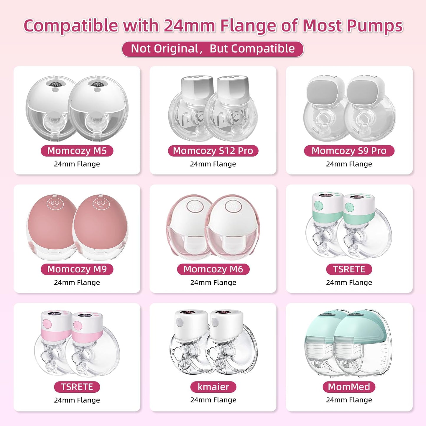 Flange Inserts 17Mm For Medela,Spectra 24Mm Shields/Flanges,Compatible With Momcozy S12 Pro/S9 Pro/S9/S12 Wearable Breast Pump,R