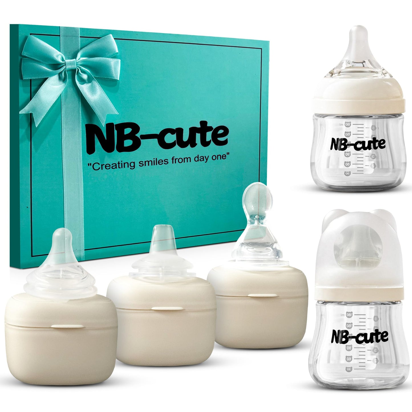 Glass Baby Bottles Anti Colic Set 2 Pack 3oz and 6oz BPA Free Heat Resistant Borosilicate Glass with 3 Silicone Nipples Wide Nec