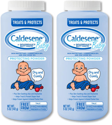 Caldesene Baby Cornstarch Powder with Zinc Oxide, 5 oz (Pack of 2)