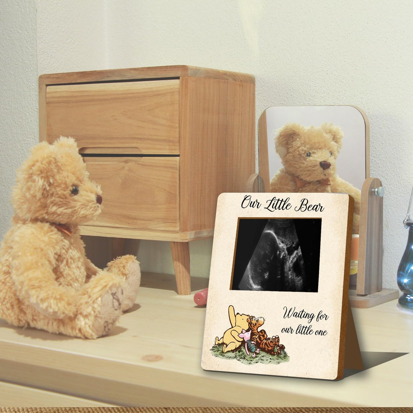 Winnie Baby Shower Decor - Picture Frame, Sign, Ultrasound Frame, Pregnancy Milestone Keepsake & Gender Reveal Decor