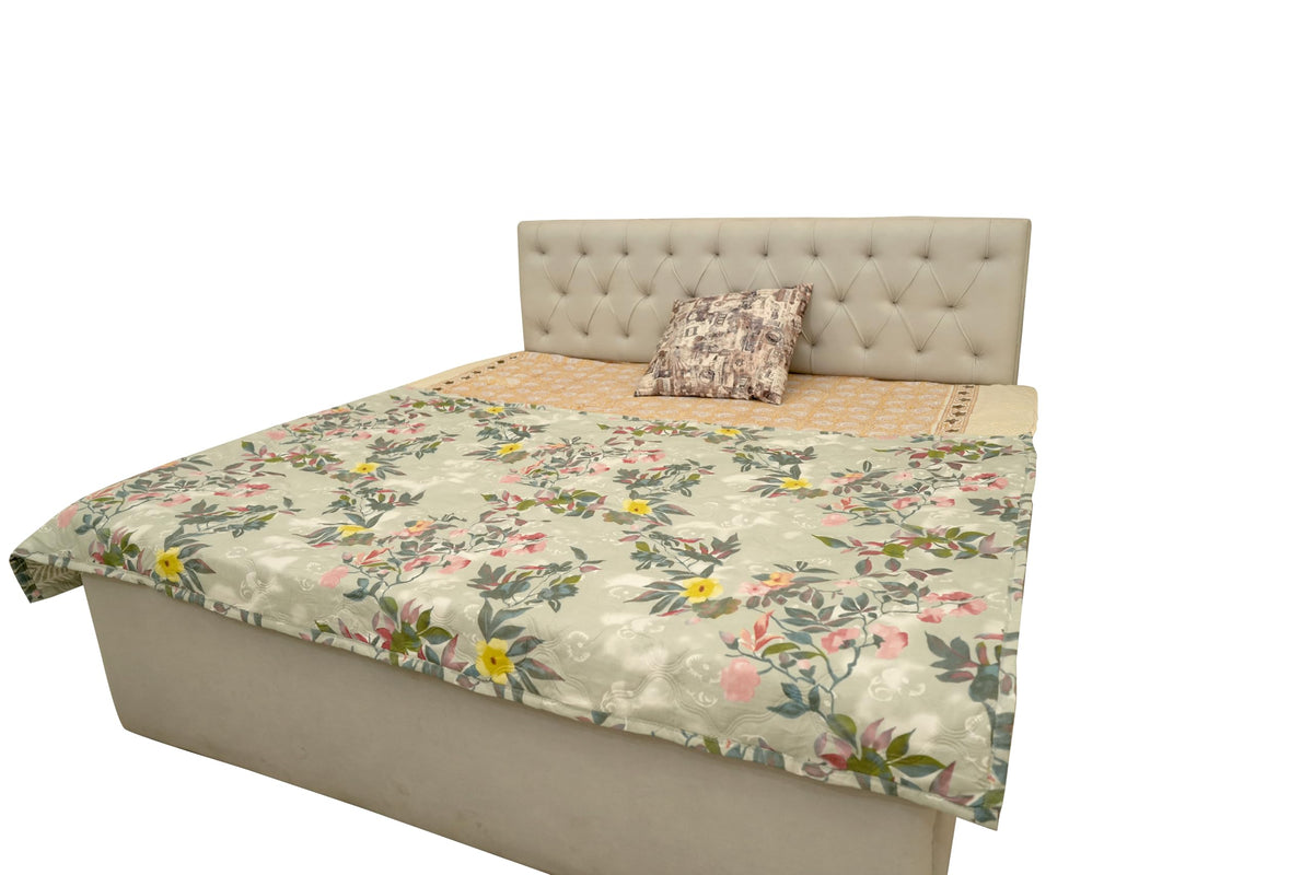 ROMAN HOME Flowers Print 40% Cotton & 60% Microfiber Single Bed Reversible AC Blanket/AC Dohar 240x210cm.