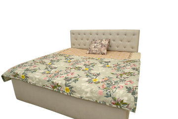 ROMAN HOME Flowers Print 40% Cotton & 60% Microfiber Single Bed Reversible AC Blanket/AC Dohar 240x210cm.
