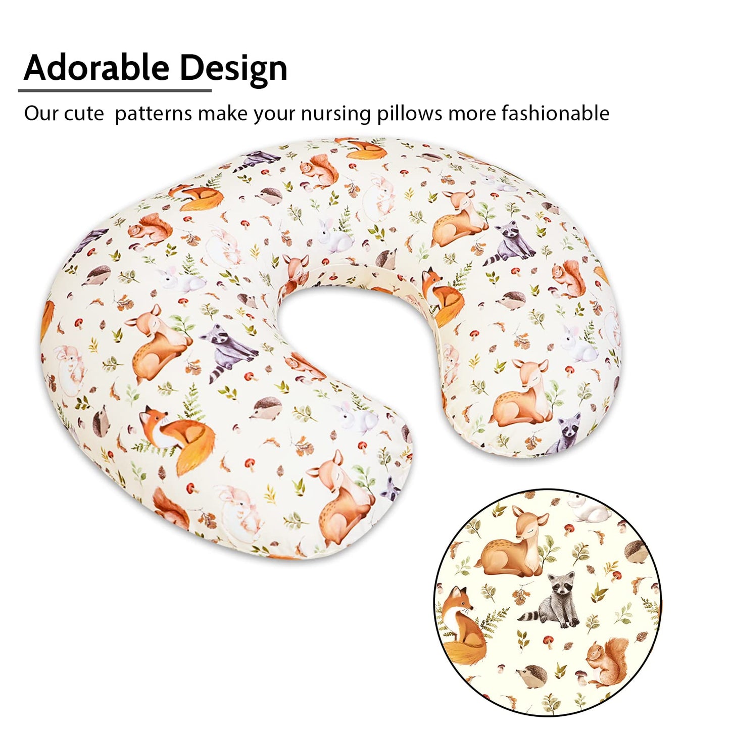 Jundetye Nursing Pillow Cover For Baby Boy And Girl, Ultra Soft Comfortable Stretchy Removable Slipcover For Newborn Breastfeedi