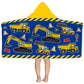 Kids Beach Towel With Hood - Excavators Vehicles Engineering Theme for Boys Girls, Microfiber Soft Bath Poncho Bathrobe Wrap Rob