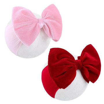 Yanjie Headbands, 6' Red Pink Velvet Hairband, Handmade Valentine'S Day Baby Hair Accessories, One Size, 5 Count, For Newborn I