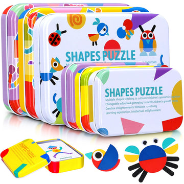 Libima 108 Pcs Open Ended Wooden Shape Puzzles with 180 Pcs Pattern Cards, Wooden Montessori Jigsaw Puzzles Toddlers 3+ Years Ol