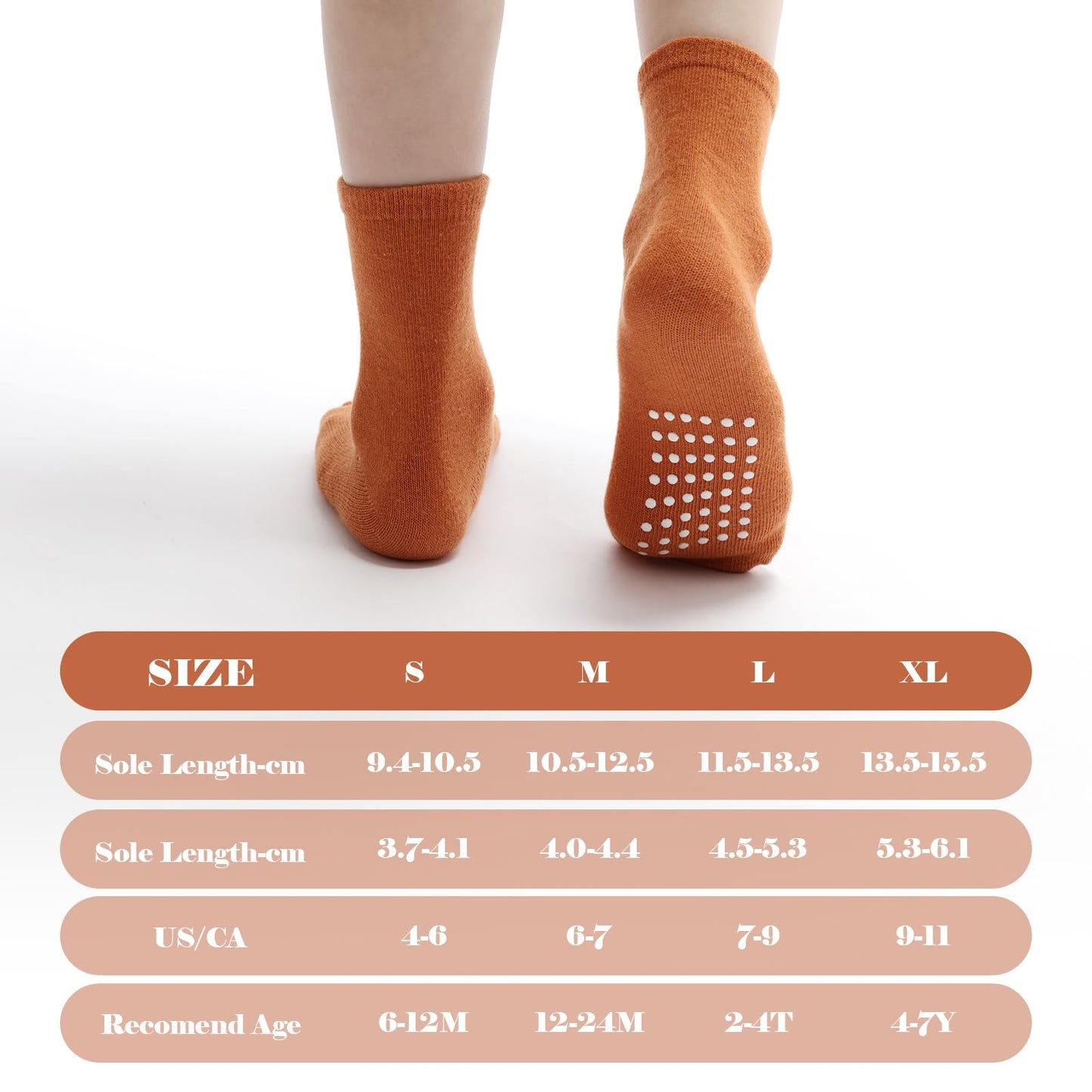 Jakidar 12 Pack Baby Socks Cotton Crew Toddler Socks Grips Non Slip Bottom Kids Socks, Purple Pink Orange Peach Fuzz Khaki 12-24