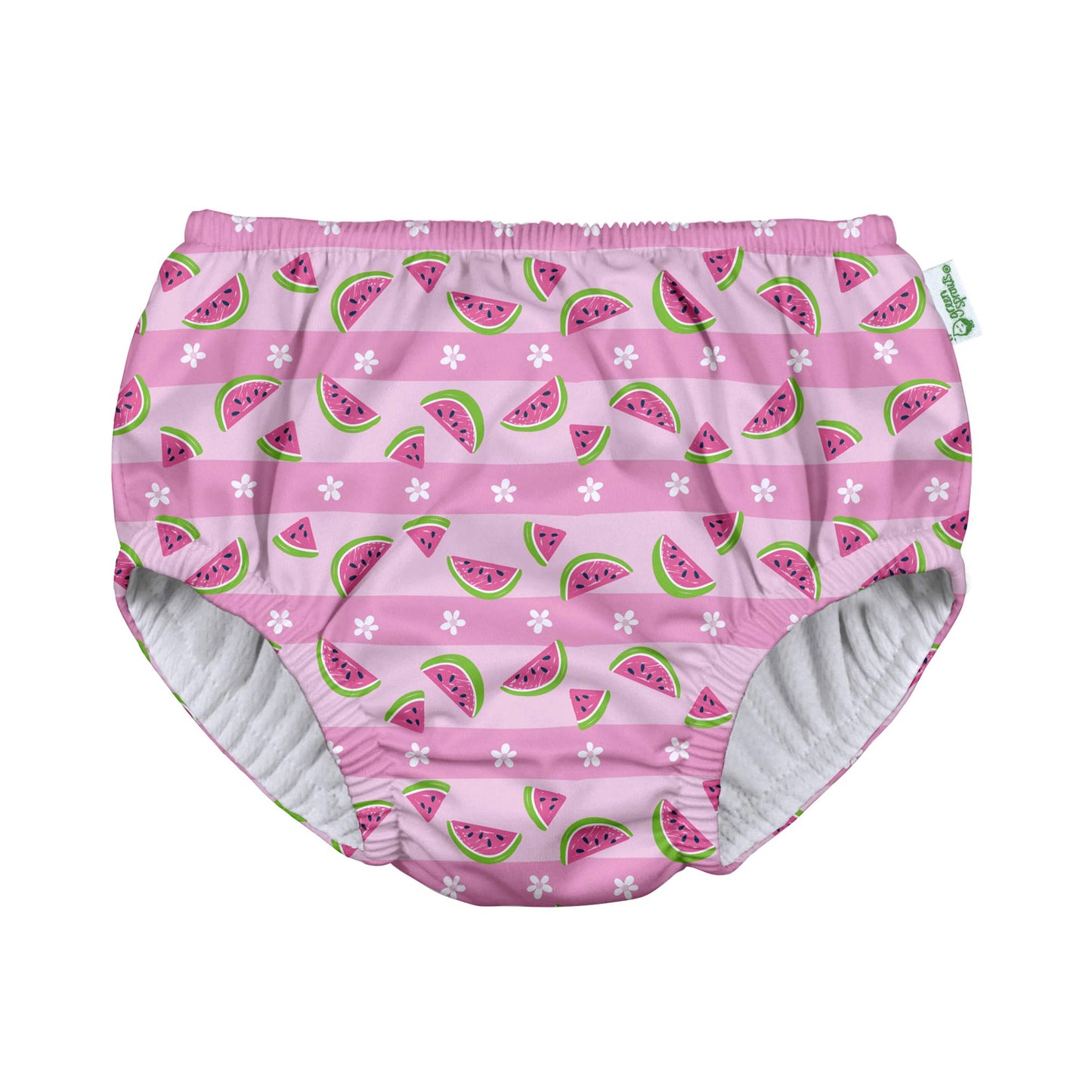 I Play. By Green Sprouts Baby Girls Pull-Up Reusable And Toddler Swim Diaper, Light Pink Watermelon Stripe, 12-18 Months Us