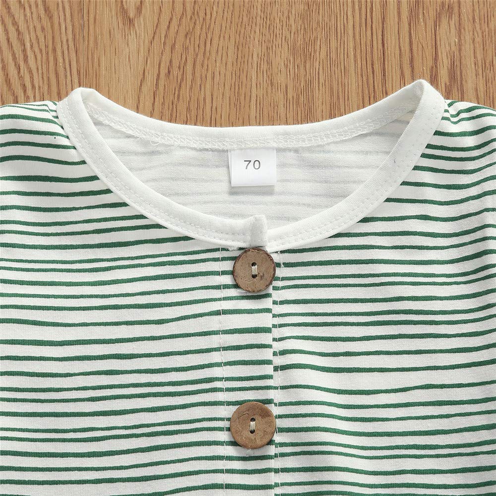 Iddolaka Newborn Summer Baby Boy Girl Romper Bodysuit Jumpsuit Playsuit One Piece Outfit Clothes (Short Sleeve Green White, 3-6