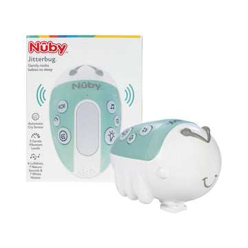 Nuby Jitterbug Stroller Rocker & Sound Machine for Babies - Portable Soother with Vibrations, Sounds, and Light Colors - USB-C R