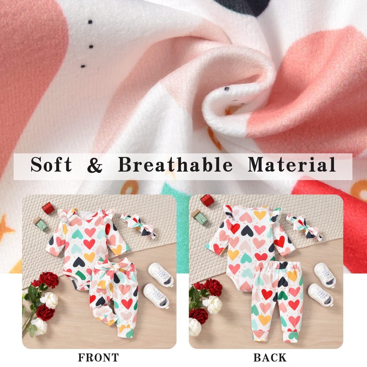 Aalizzwell 3-6 Months Infant Baby Girls Valentines Day Clothes Heart Long Sleeve Spring Outfit