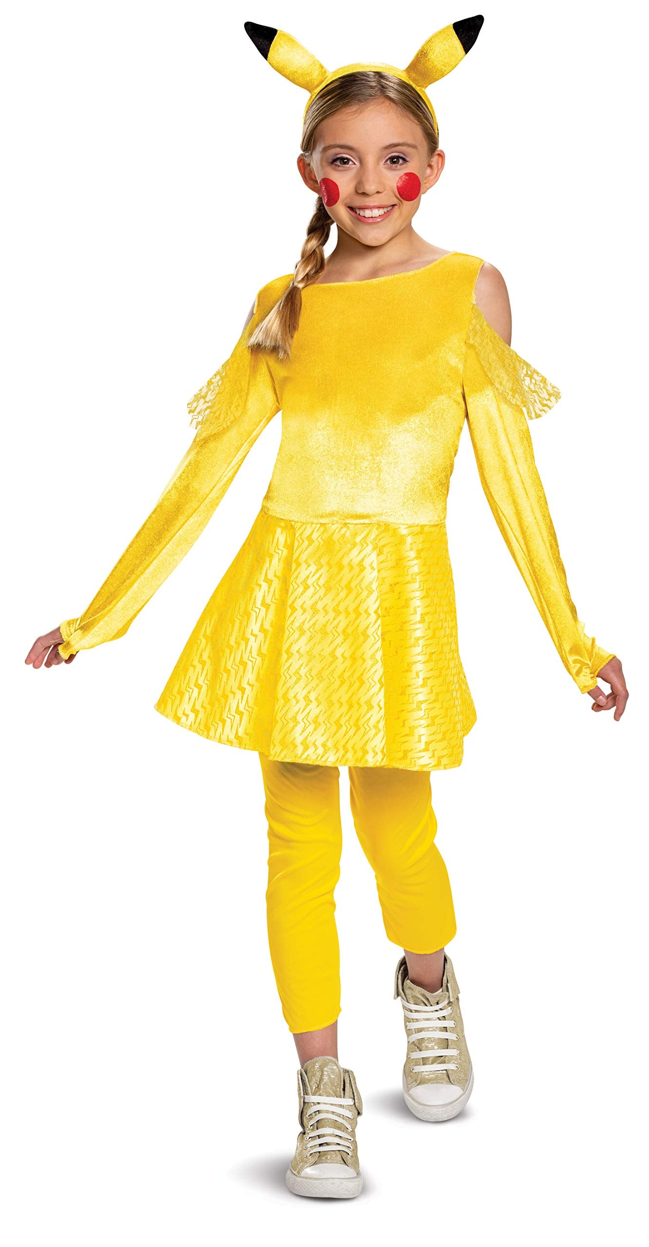 Pokemon Pikachu Costume For Girls, Deluxe Character Outfit, Kids Size Medium (7-8) Yellow