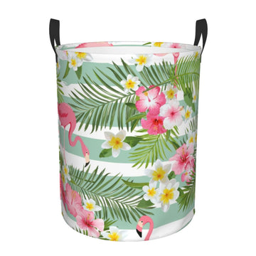 Pevtufa Tropical Flamingo Foldable Laundry Basket Organizer,Fabric Clothes Toy Storage Basket Nursery Hamper Storage Bin For Hou