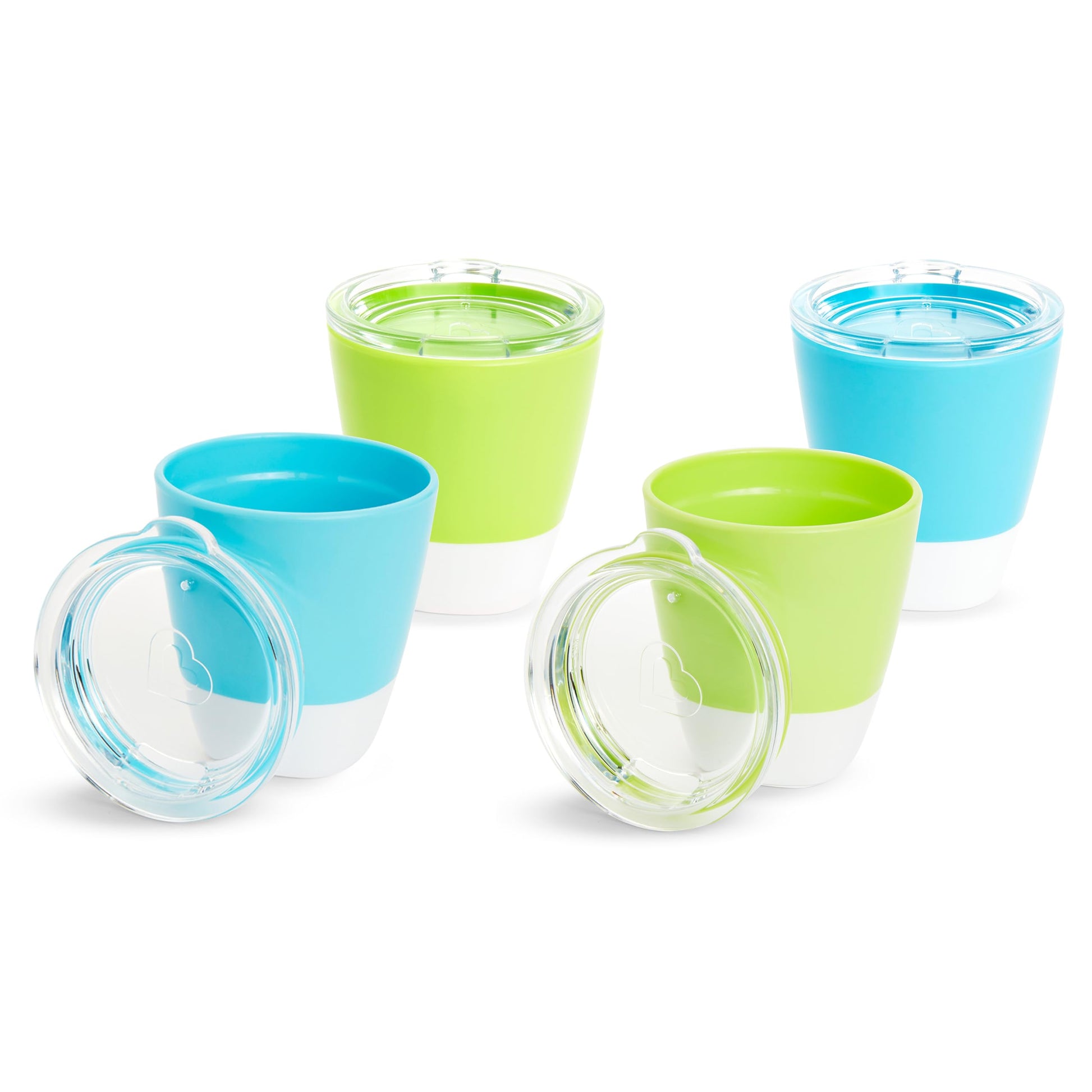 Munchkin Splash Open Toddler Cups with Training Lids, 7 Ounce, 4 Pack, Blue/Green