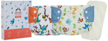 Mama Bear Reusable Cloth Diapers  Pack Of 2 Diapers With 2 Free Inserts, Freesize, For Baby 03 Yrs (Blue, Orange)