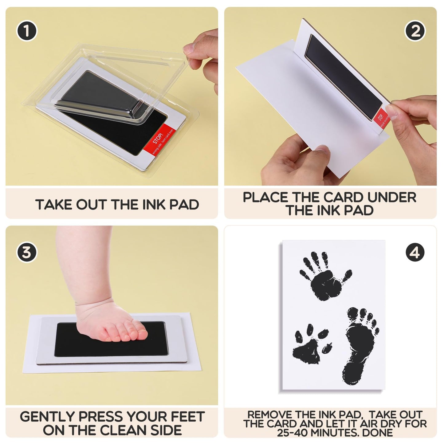 Jetec 15 Set Inkless Baby Footprint And Handprint Kit, Clean Touch Ink Pad For Baby Hand And Footprints, Dog Paw Print Kit With