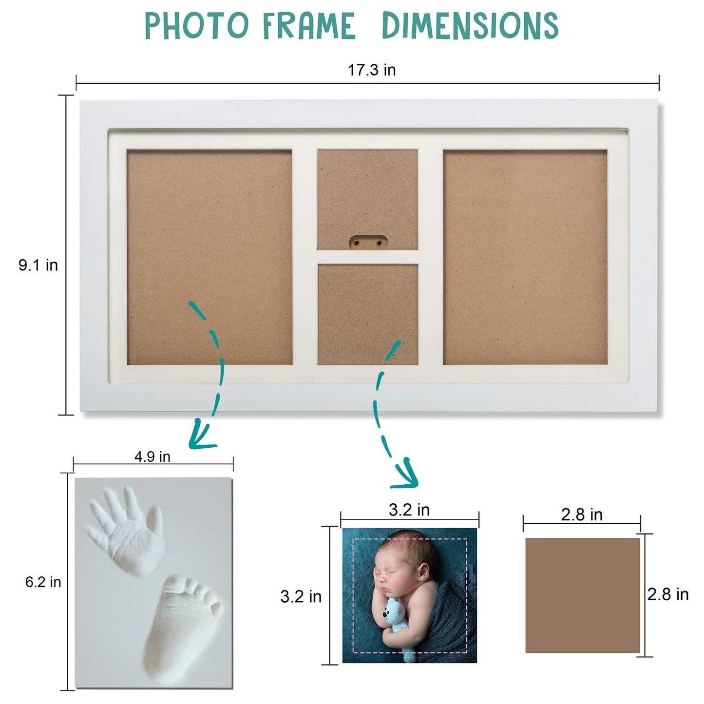 Baby Hand And Footprint Kit, Baby Picture Frame Kit, Baby Nursery Memory Art Kit Frames,1200 Grams Of Clay - Best Baby Shower Gi