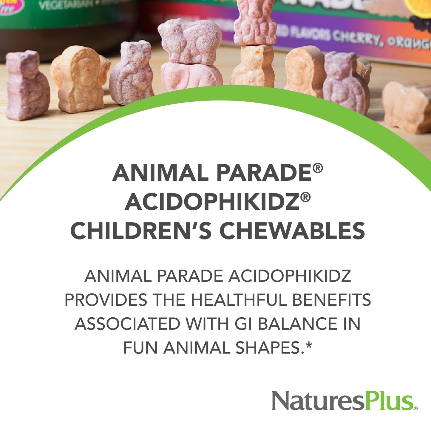 Naturesplus Animal Parade Acidophikidz, Berry Flavor - 90 Chewable, Animal-Shaped Tablets - Pack Of 2 - With Probiotics, Fos & G