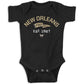 Retro Pennant Baby Apparel For New Orleans Football Fans (Nb-7T) (Black Onesie, 12 Months)